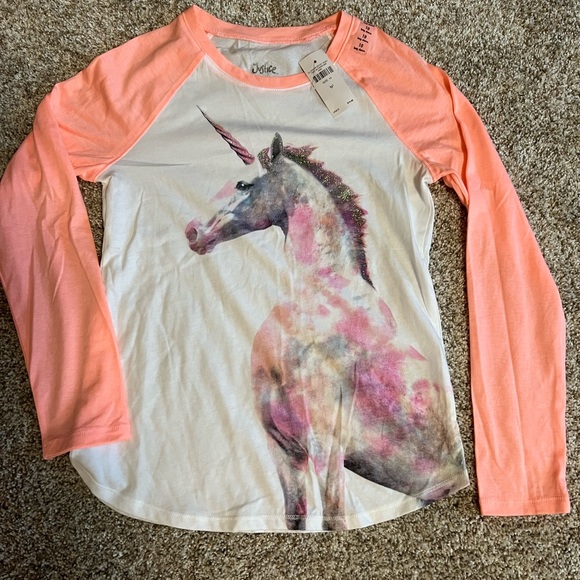 Justice girls long sleeve unicorn raglan shirt. Size 10. NWT. - Picture 2 of 2